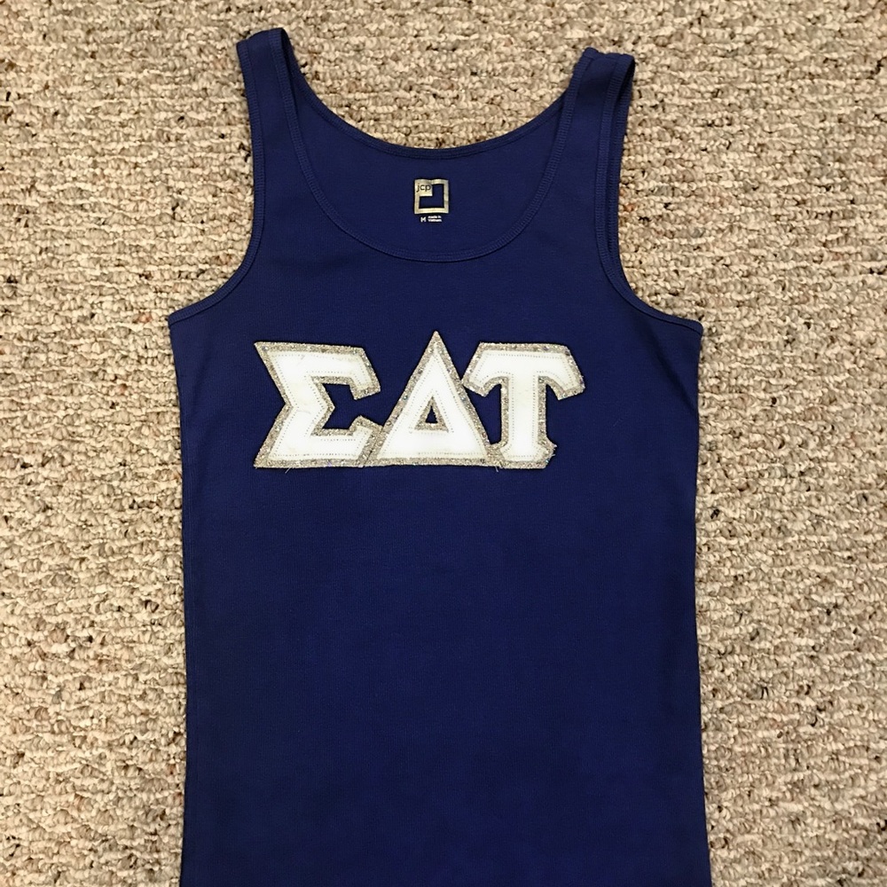 Sigma Delta Tau (SDT) Glitter Letter Ribbed Tank
